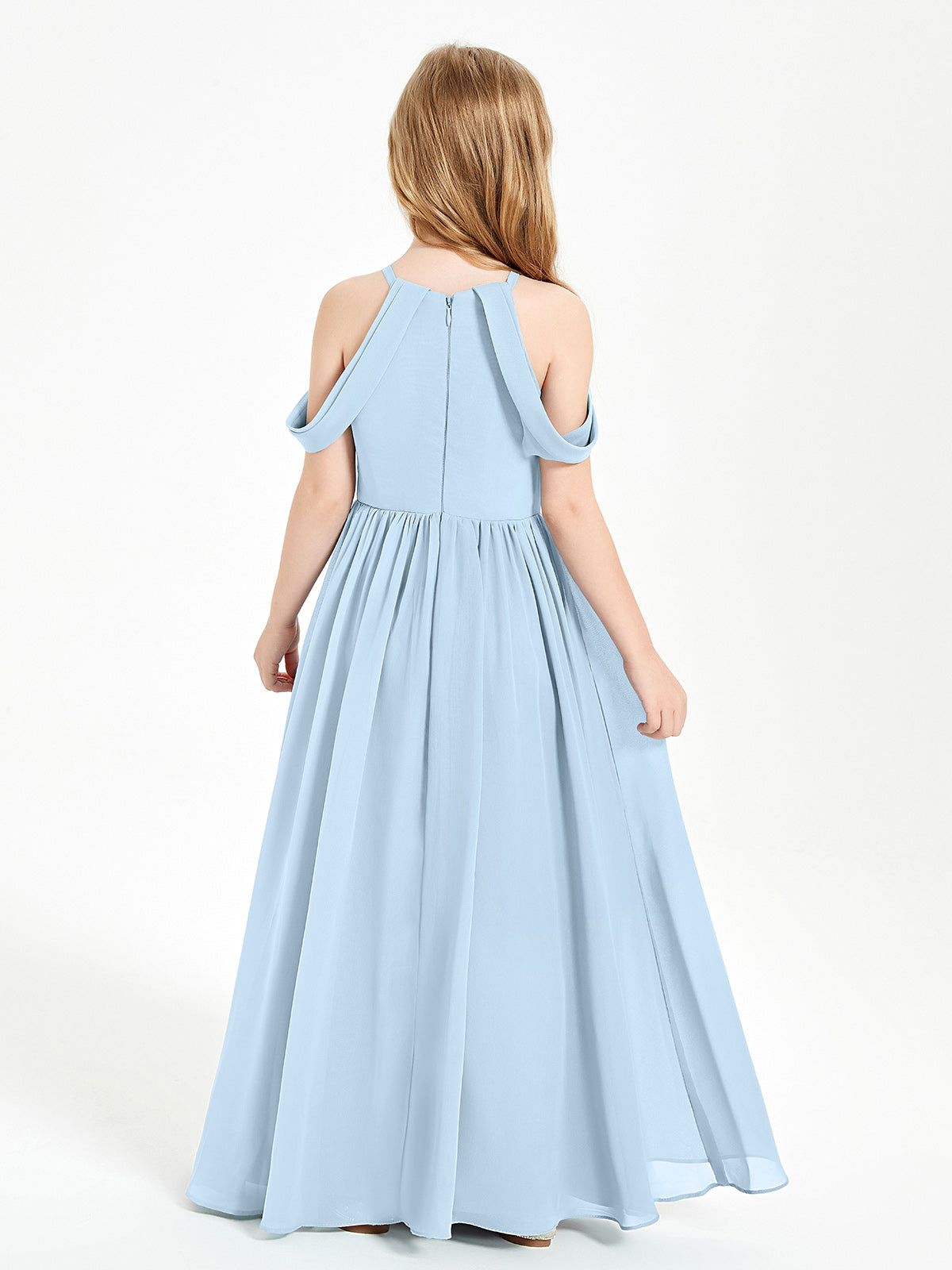 Dreamy Off the Shoulder Bridesmaid Gown for Junior Sky Blue